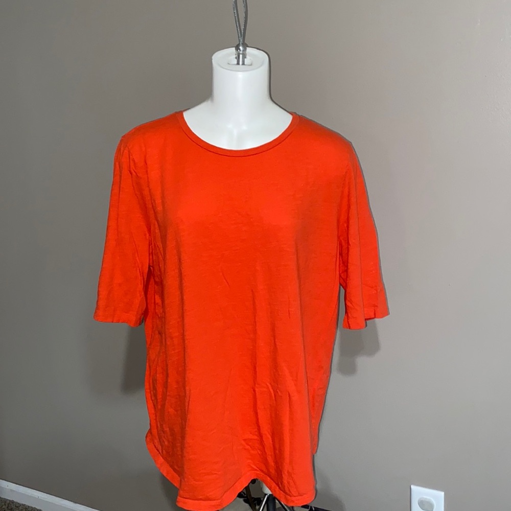 Eileen Fisher Orange Short Sleeve Cotton Shirt